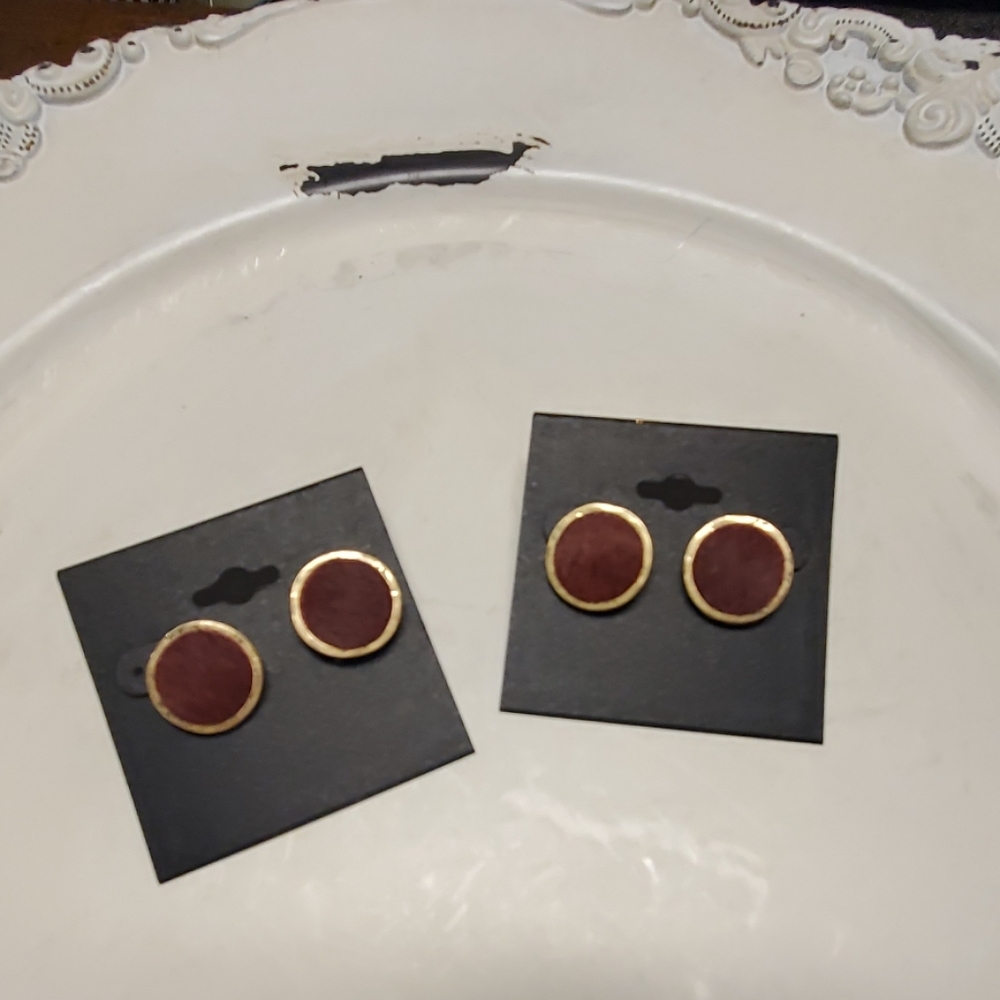 Burgundy Fur Earrings